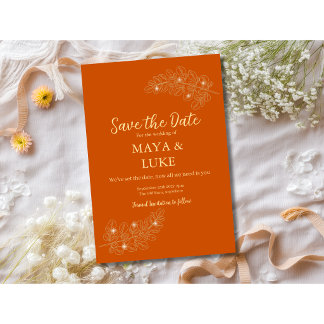 Modern goudbladeren Verbrand Oranje Save The Date