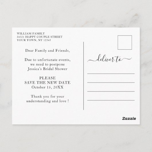 Modern goudblauw marmer Vrijgezellenfeest uitgeste Briefkaart (Achterkant)