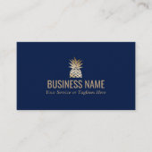 Modern Gouden Ananas Logo Elegant Midnight Blue Visitekaartje (Voorkant)