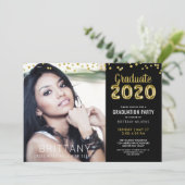 Modern Gouden Ballon Nummer 2020 Zwart Afstuderen Kaart (Staand voorkant)