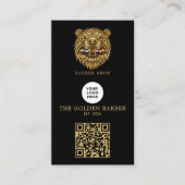 Modern Gouden Bever Kapperszaak Logo Qr Code Visitekaartje (Voorkant)