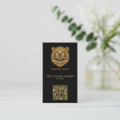 Modern Gouden Bever Kapperszaak Logo Qr Code Visitekaartje (Staand voorkant)