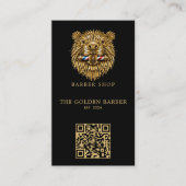 Modern Gouden Bever Kapperszaak Logo Qr Code Visitekaartje (Voorkant)