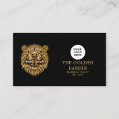 Modern Gouden Bever-logo Qr-code Kapperszaak Visitekaartje (Voorkant)