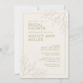 Modern Gouden Bladerwerk Omtrek Bruiloft Vrijgezel Kaart (Voorkant)