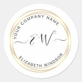 Modern gouden cirkel monogram logo ronde sticker