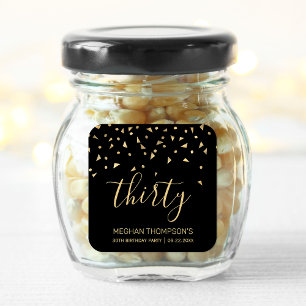 Modern Gouden Confetti 30e Verjaardag Vierkante Sticker