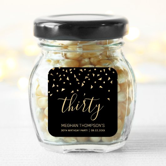 Modern Gouden Confetti 30e Verjaardag Vierkante Sticker