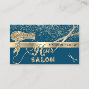 Modern Gouden Confetti,Schaar,Föhn Visitekaartje