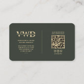 Modern Gouden Drone Tech Monogram Donkergroen Visitekaartje (Achterkant)