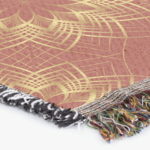 Modern gouden en terracotta mandala patroon deken
