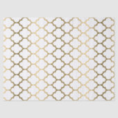 Modern Gouden en Wit Patroon Quatrefoil Tissuepapier (Voorkant)