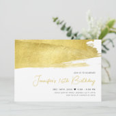 Modern Gouden Faux Folie Paint Sweet 16 Kaart (Staand voorkant)