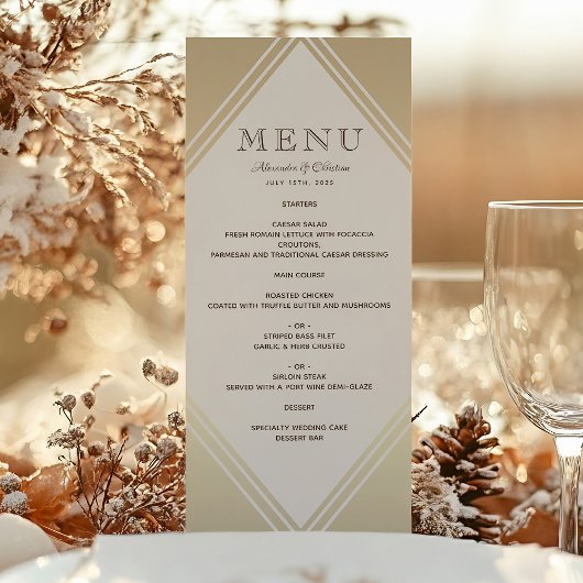 Modern Gouden Folie Huwelijksmenu Menu