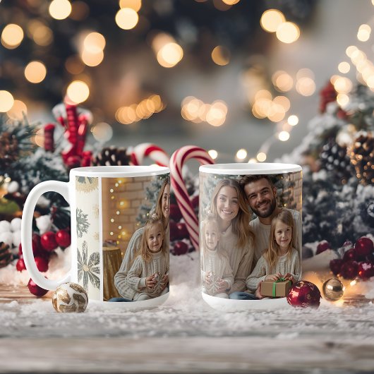 Modern Gouden foto Snowflakes patroon Koffiemok