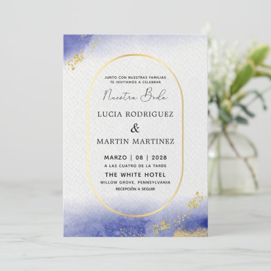 Modern & Gouden Frame Nuestra Boda Kaart (Staand voorkant)