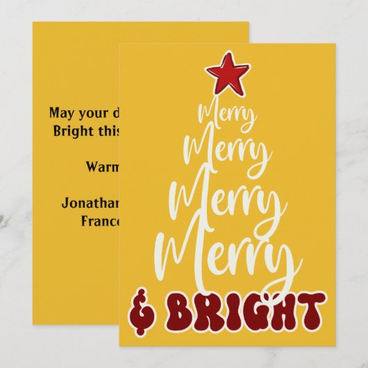 Modern Gouden Geel Rood Vrolijk en Helder Feestdagenkaart (Voorkant / Achterkant)