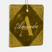 Modern Gouden Glitter Girly Monogram Keramisch Ornament (Rechts)