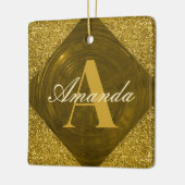Modern Gouden Glitter Girly Monogram Keramisch Ornament (Links)