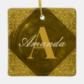 Modern Gouden Glitter Girly Monogram Keramisch Ornament (Voorkant)