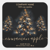 Modern Gouden Glitter Kerstboom Kaars label (Voorkant)