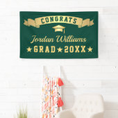 Modern Gouden Groen Graduation Party 2024 Spandoek (Insitu)