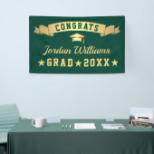 Modern Gouden Groen Graduation Party 2024 Spandoek (Beurs)