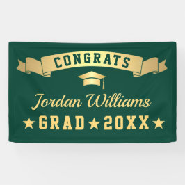 Modern Gouden Groen Graduation Party 2024 Spandoek