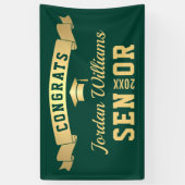 Modern Gouden Groen Graduation Party 2024 Spandoek (Verticaal)