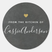 Modern Gouden Hart Chalkboard Uit de Keuken van Ronde Sticker (Voorkant)
