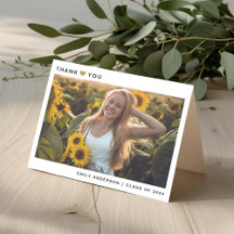 Modern Gouden Hart Gevouwen Afstuderen Dank u Kaar