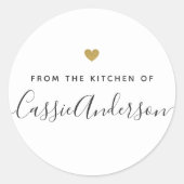 Modern Gouden Hart Vanuit de Keuken van Ronde Sticker (Voorkant)