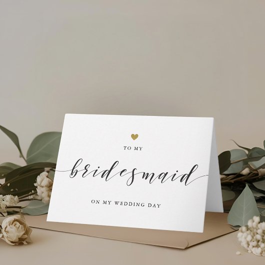 Modern Gouden Hart voor mijn Bruidsmeisje op Trouw Bedankkaart