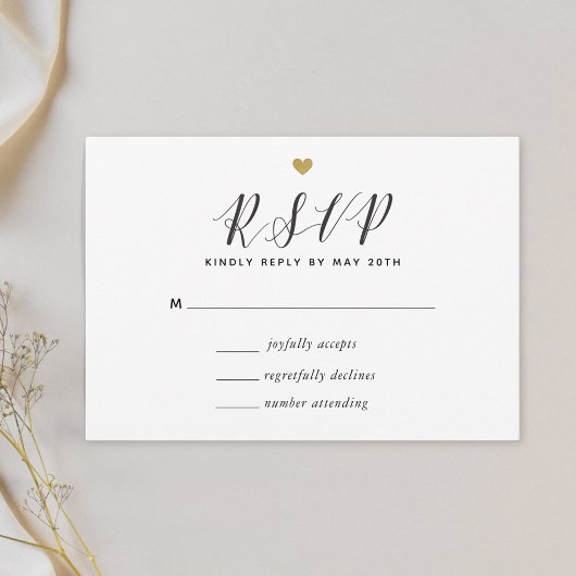 Modern Gouden Harten Bruiloft RSVP Kaartje