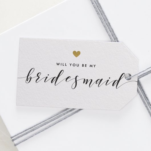 Modern Gouden Hartjes Wil Je Mijn Bruidsmeisje Zij Cadeaulabel