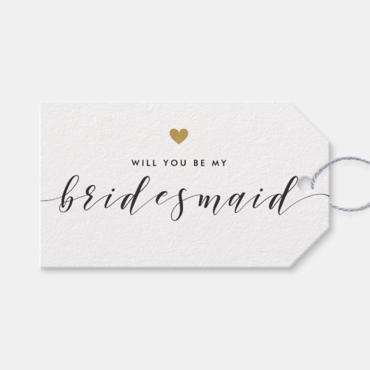 Modern Gouden Hartjes Wil Je Mijn Bruidsmeisje Zij Cadeaulabel (Voorkant (Horizontaal))