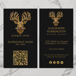 Modern Gouden Herten Hoofdherenkapper Winkel Logo Visitekaartje