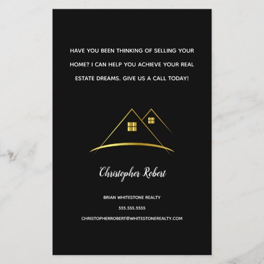Modern Gouden Huis Logo Vastgoed Flyer (Voorkant)