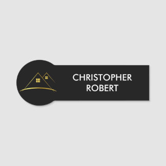 Modern Gouden Huis Logo Vastgoed Naamplaatje