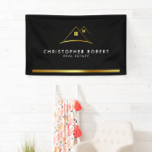 Modern Gouden Huis Logo Vastgoed Spandoek (Insitu)