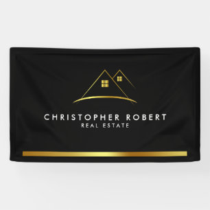 Modern Gouden Huis Logo Vastgoed Spandoek
