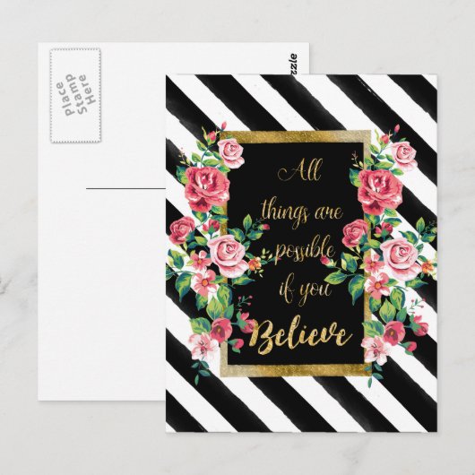 Modern gouden inspirerend quote briefkaart (Voorkant / Achterkant)