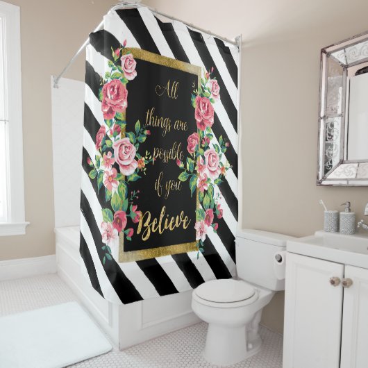 Modern gouden inspirerend quote douchegordijn (In situ)