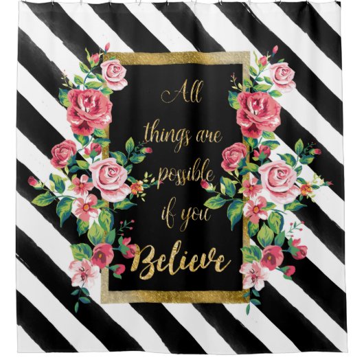 Modern gouden inspirerend quote douchegordijn (Voorkant)