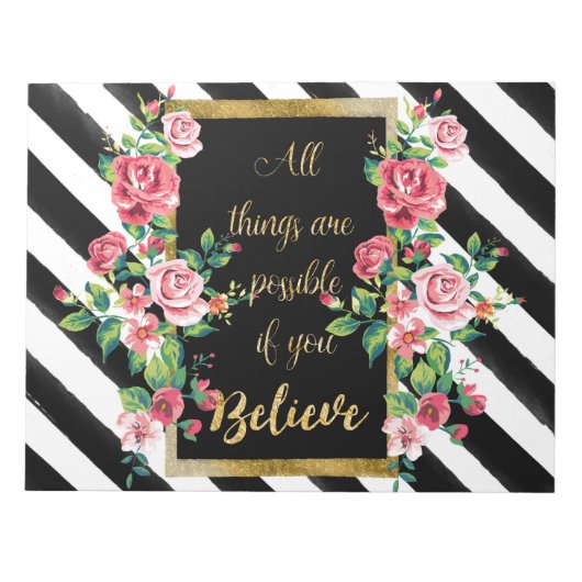 Modern gouden inspirerend quote notitieblok (Voorkant)