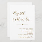 Modern Gouden Kalligrafie Script Hart Bruiloft Kaart (Voorkant / Achterkant)