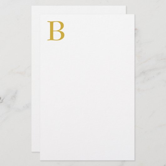 Modern Gouden Kleur Monogram Naam toevoegen Initia Briefpapier (Voorkant / Achterkant)
