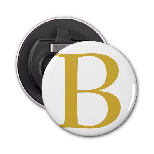 Modern Gouden Kleur Monogram Naam toevoegen Initia Button Flesopener (Voorkant)