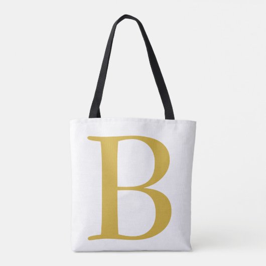 Modern Gouden Kleur Monogram Naam toevoegen Initia Tote Bag (Achterkant)