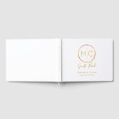 Modern Gouden Krans Bruiloft Monogram Gastenboek (Volledig)